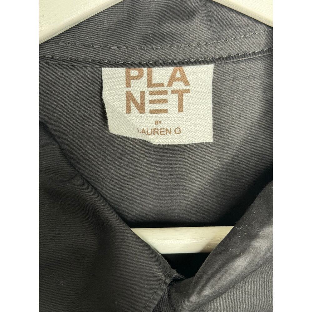 Planet by Lauren G. 100% Cotton Long Sleeve Button-Down Shirt Black 2 (10-14) - Picture 6 of 9